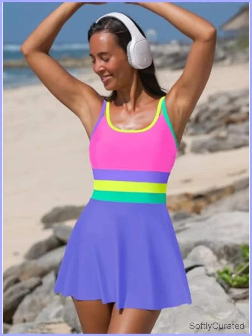 Tummy Control One Piece Swimsuit with Skirt Full Coverage Modest